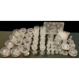 Glassware - a set of six Stuart Crystal cut glass sundae dishes, others, saucers, others Webb, etc