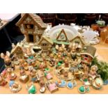 Pendelfin Rabbits - assorted displays and models inc Curios Shop, Fruit Shop, House, Mother &