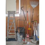 Tools - step ladders; spades; racks; spanners; etc