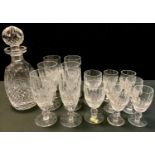 A Waterford Colleen pattern lead crystal cut glass decanter, six Waterford Colleen pattern