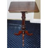A 19th century mahogany occasional table, rounded square top, turned column, tripod base, 74cm high,