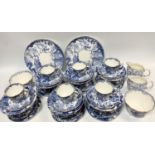 A Royal Crown Derby Mikado blue pattern twelve setting tea service inc bread plates, cups,
