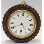 A 19th century drum timepiece, the white enamel dial with Roman numerals, the back inscribed "VAP