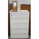 A white painted open bookcase, 102cm high, 72cm wide; two pine brackets; etc