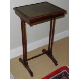 A contemporary mahogany side table, faux tooled leather top, 68cm high