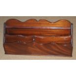 A 19th century mahogany waterfall stationery letter rack, 36cm wide, c.1880