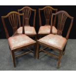 A set of three oak Hepplewhite design dining chairs; another, similar (4)