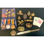 Medals & Militaria - a WWI three piece medal group, Pte B Kay, C-396, Kings Royal Rifles, comp 14-15