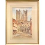 Albert H Findley (1880-1975) Lincoln Cathedral, signed, watercolour, 46cm x 30cm