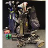 Golf - assorted golf clubs inc Ping, Hippo, Taylor Made, etc, power caddy bag, others, electric