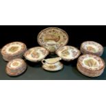 A Palissy Worcester Game Birds series dinner service inc two tureens and covers, oval meat