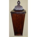 A mid 19th century oak tapering candle box, sloping hinged cover, 51cm high, c.1850