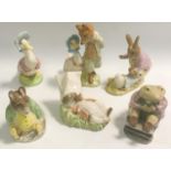 Beatrix Potter Models - Beswick Mr Benjamin Bunny & Peter Rabbit, Mr Jackson, and Jemima Puddleduck;