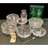 Cut glass crystal, comprising Galway Irish Crystal pair of glasses, boxed; Stuart Crystal vase,