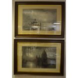 J.Holden, Saint Pauls From The Thames, charcoal signed and framed; another, Kelp Collecting. (2)
