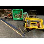 Hand Tools - a small cast iron anvil, assorted spanners, socket set, screw drivers, hammers, mallet,