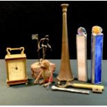 Boxes & Objects - a novelty corkscrew, cast as a key; silver slide action propelling pencil,