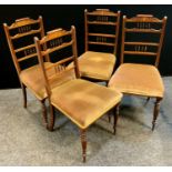 Four Victorian inlaid mahogany parlour chairs