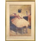 Sherwood Edwards Ballerina putting on make-up watercolour, signed, dated 26, framed