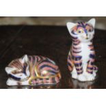 A Royal Crown Derby paperweight, Majestic Kitten, printed mark, gold stopper; another, Kitten