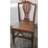 A George III oak side chair, pierced vasular splat, solid seat, c.1760