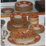 An Italian pottery dinner service, Michela pattern, for six, marked Dipinto a Mano (painted by hand)