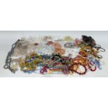 Jewellery - a strand of glass beads; coral necklaces; other bead necklaces, simulated pearls, glass,