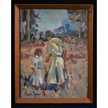 Ross Foster (20th century) Mother and Child signed, oil on canvas, 30cm x 22.5cm