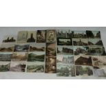 Postcards - topographical Derbyshire, including Wingfield Manor, London Road Derby, Market Square