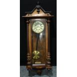 An early 20th century mahogany vienna wall clock, 129cm high.