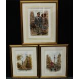 Pictures & Prints - a set of three contemporary watercolours of London interest, comprising the