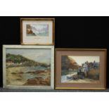 L Clarence, Penzance Cornwall, coastal scene, signed, watercolor; other coastal scenes (3)