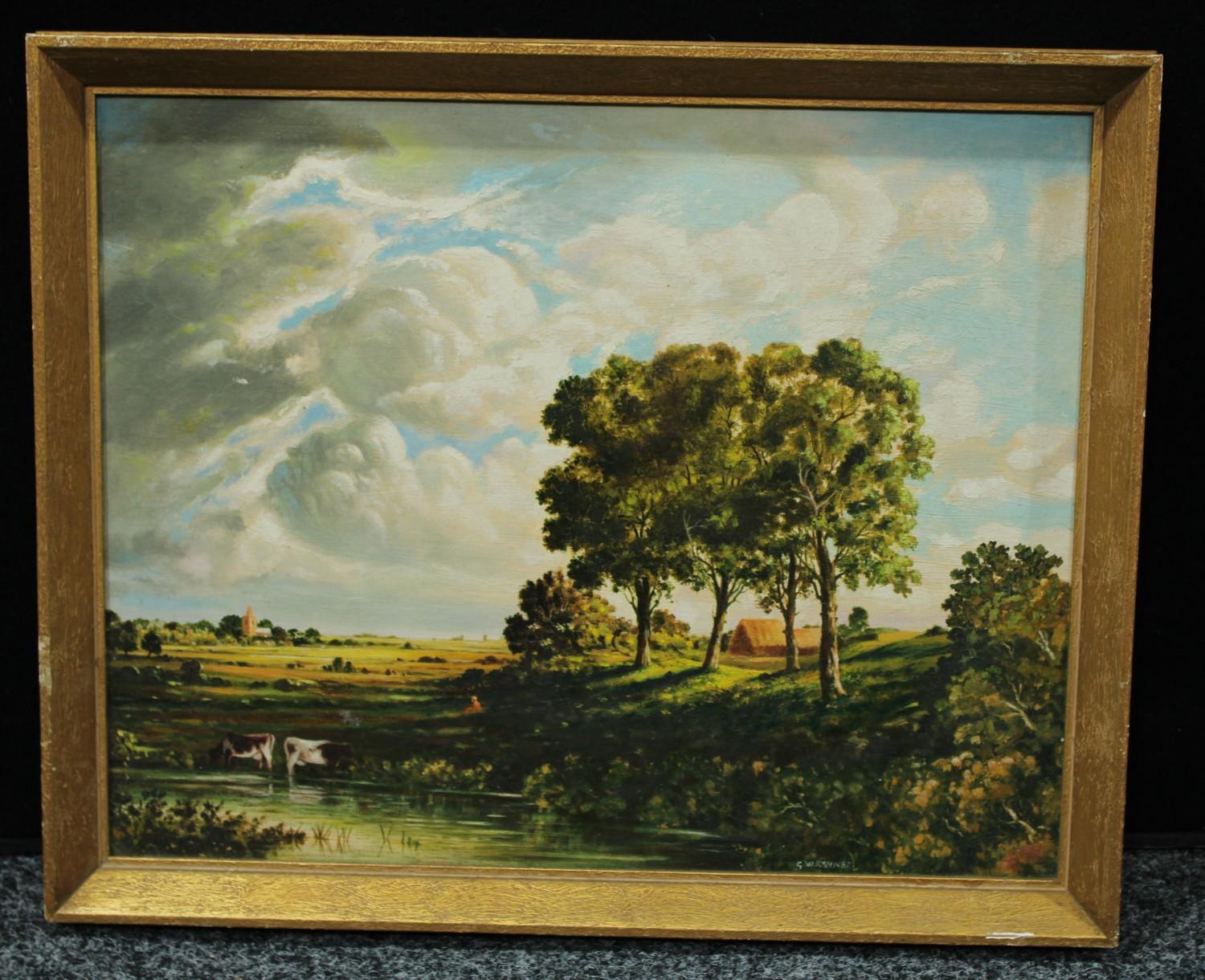 G. W. Ranner Suffolk Landscape signed, oil on board, 39.5cm x 49.5cm - Image 2 of 3