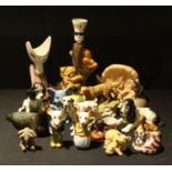 Ceramics - a novelty Brentleigh pottery Koala Bears table lamp; Sylvac dogs, Japanese mouse cruet