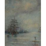 Maurice Randall (fl.1899-1929) Moored Sailing Boats signed, watercolour, 24cm x 19cm