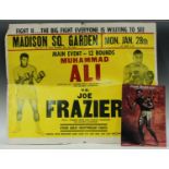 Sport - Boxing - a Muhammad Ali vs Joe Frazier poster; a signed coloured photograph of Frank