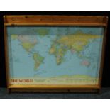 A 1980s Penguin Map of the World school map, Michael Middleditch for Michael Graham publications,