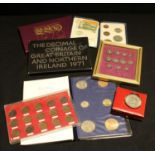 Coins - UK coins: Composed set of 1967 coins EF in wallet; 1968 First Decimal set in blue wallet;