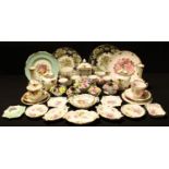 A Royal Albert Old Country Roses pattern pair of vases, pair of jars and covers, cups and saucers; a