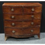 A George IV mahogany bow fronted chest of drawers, flush top above two short and three long