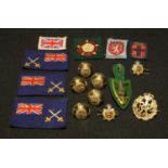 Badges - assorted patches and badges including Royal Army Services Corps enamel badges