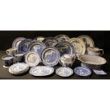 Ceramics - early 19th century and later blue and white including Davenport Willow pattern; Masons