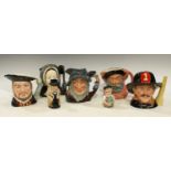 A Royal Doulton character jug, Henry VIII D6642, others, Anne Boleyn D6644, The Fireman D6697, Sir