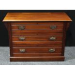 A late Victorian/Edwardian mahogany chest of drawers, oversailing top above three long graduated