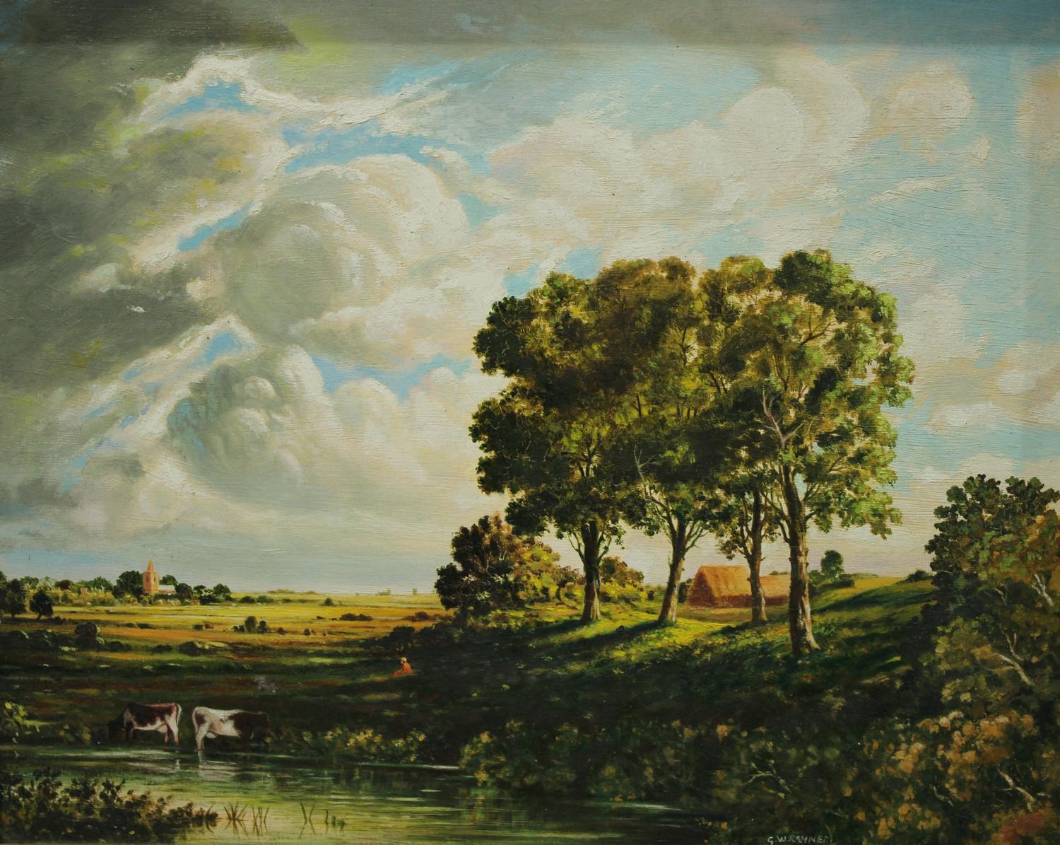 G. W. Ranner Suffolk Landscape signed, oil on board, 39.5cm x 49.5cm