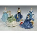 A Royal Doulton figure Soiree HN2312, others, Elyse HN2429, Enchantment HN2178, Melanie HN2271,