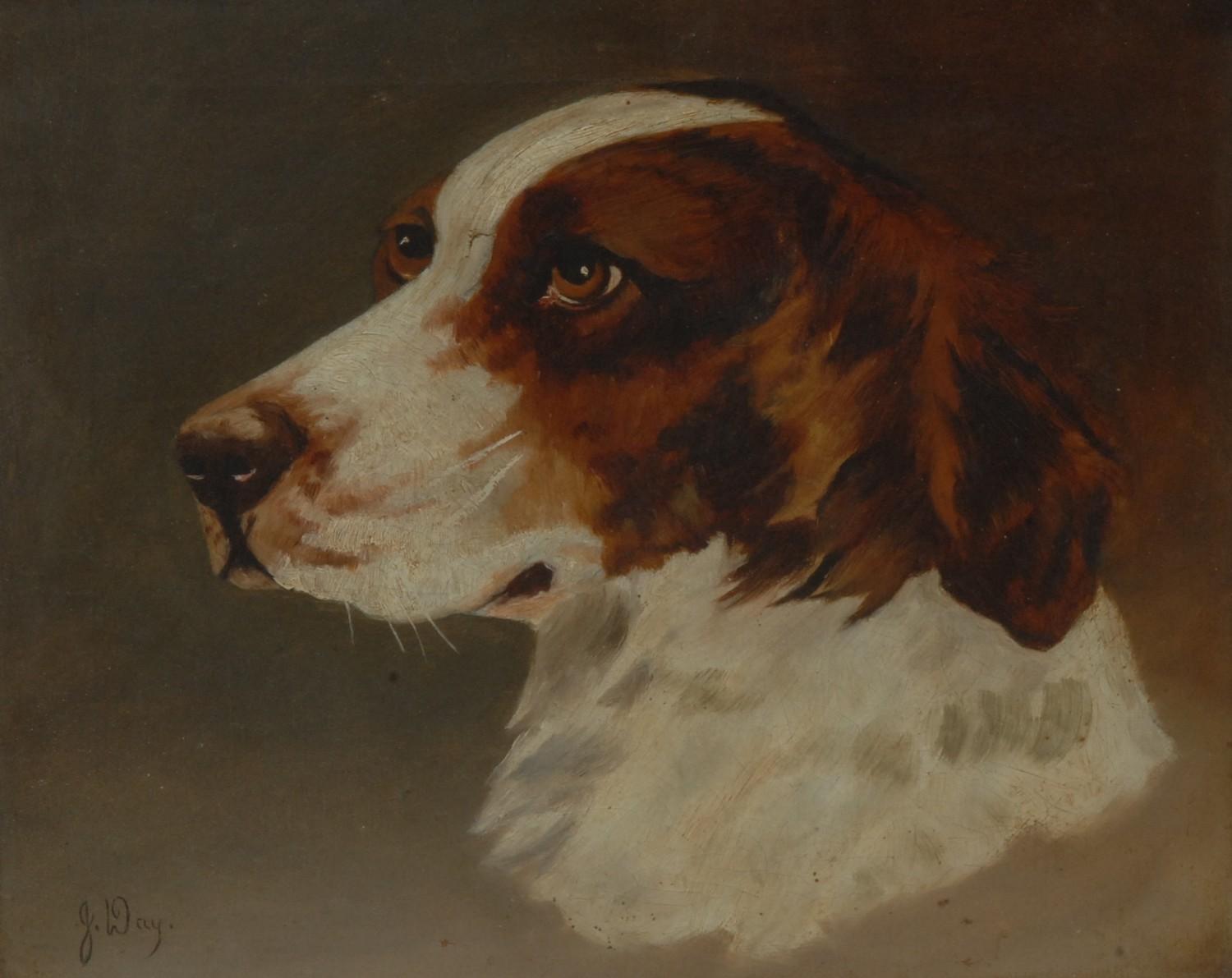 J**Way (20th century) Hound's Head signed, oil on canvas, 24cm x 29cm