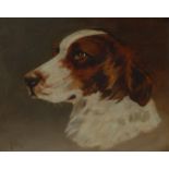 J**Way (20th century) Hound's Head signed, oil on canvas, 24cm x 29cm