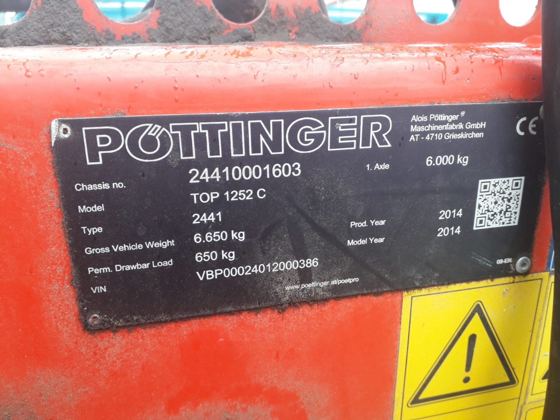 2014 Pottinger 1252C 12.5m 4 Rota Rake - Image 2 of 6