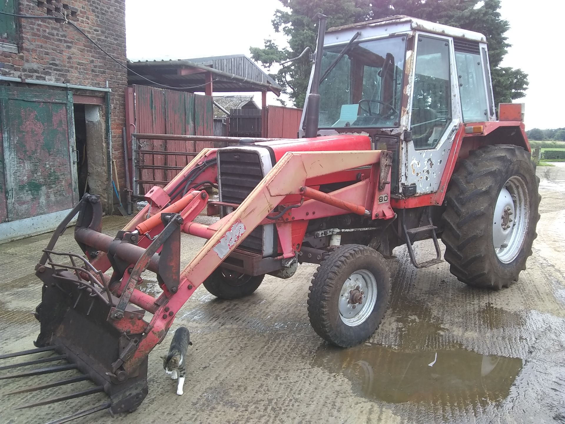 1983 Massey Ferguson 690 with loader, fork, bucket and spare front wheels